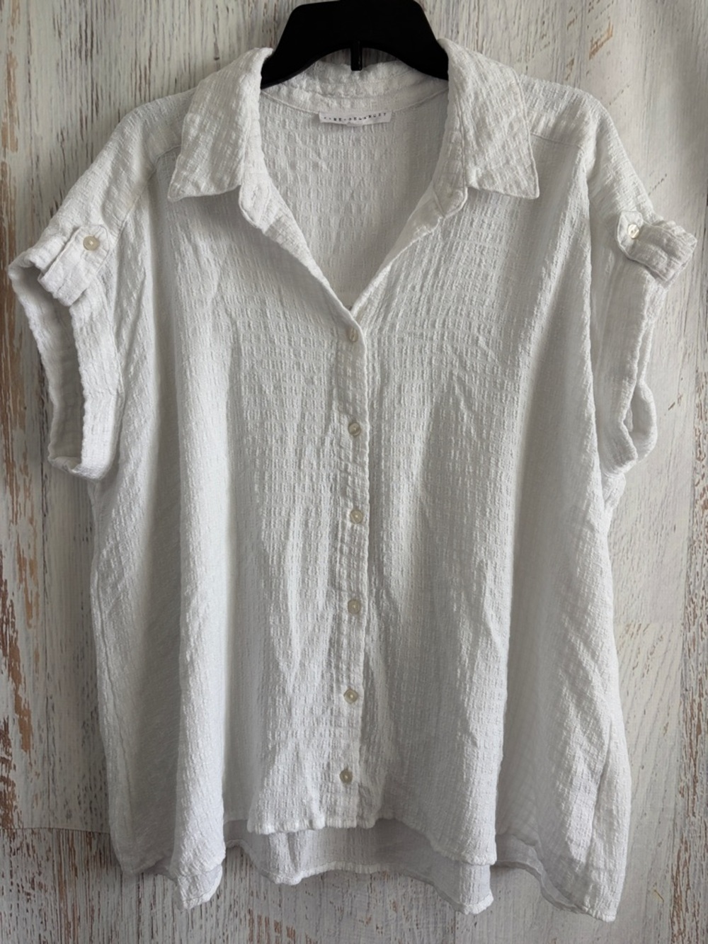 Jane and Delancey White Button-Down Short Sleeve Shirt
